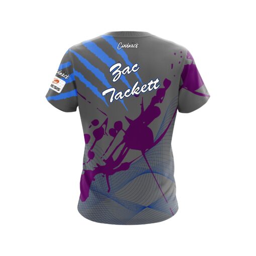 Motiv Zac Tackett Grey Blue Purple Sonic Claw CoolWick Bowling Jersey - Image 2