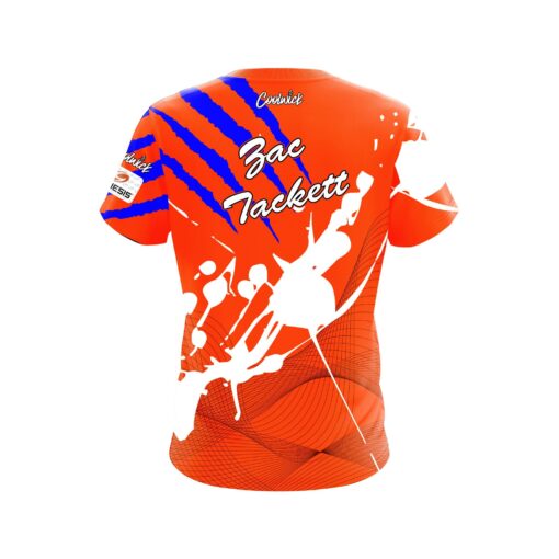 Motiv Zac Tackett Orange Blue Sonic Claw CoolWick Bowling Jersey - Image 2
