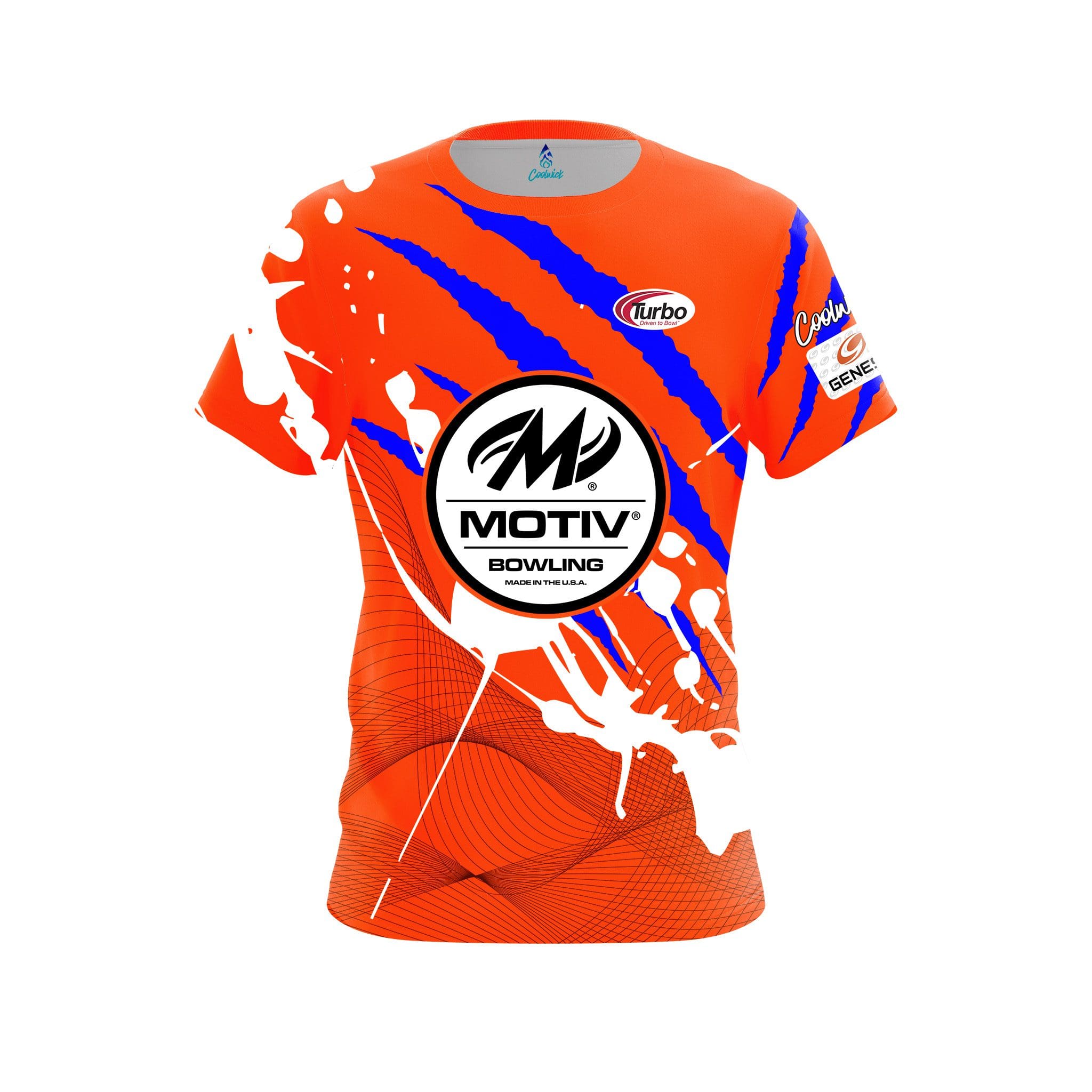 Motiv Zac Tackett Orange Blue Sonic Claw CoolWick Bowling Jersey