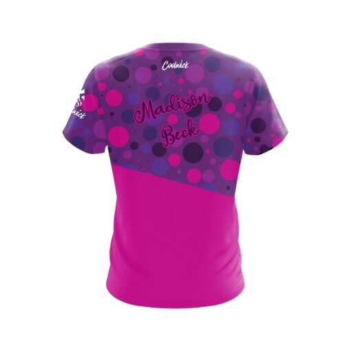 Brunswick Madison Beck Purple Pink Split Dots CoolWick Bowling Jersey - Image 2
