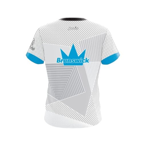 Brunswick Fuze Silver Sky Blue CoolWick Bowling Jersey - Image 2