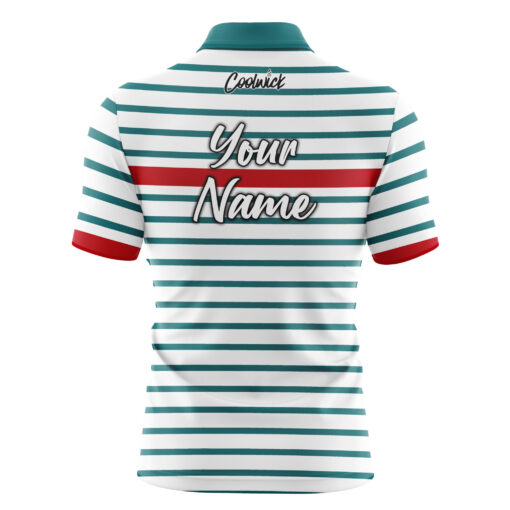 CoolWick Elite Red Stripe Aqua White Sash Zip Jersey - Image 2