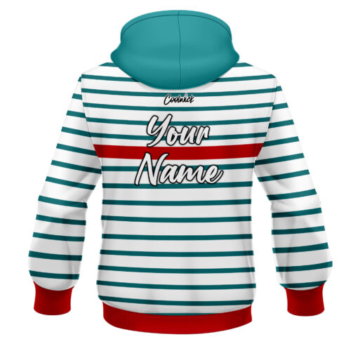 CoolWick Elite Red Stripe Aqua White Hoodie - Image 2