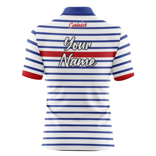 CoolWick Elite Red Stripe Navy White Sash Zip Jersey - Image 2