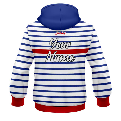 CoolWick Elite Red Stripe Navy White Hoodie - Image 2