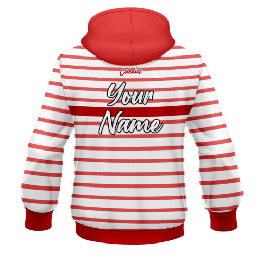 CoolWick Elite Red Stripe Pink White Hoodie - Image 2
