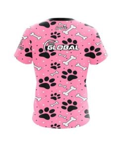 Alternative view of 900 Global Pink Paws and Bones CoolWick Bowling Jersey
