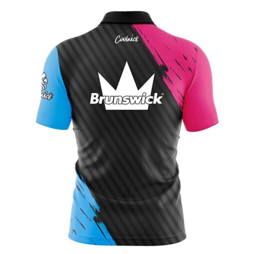 Brunswick House Shot Quick Ship CoolWick Sash Zip Bowling Jersey - Image 2