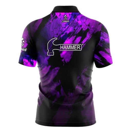 Hammer Black Widow Purple Pearl Quick Ship CoolWick Sash Zip Bowling Jersey - Image 2