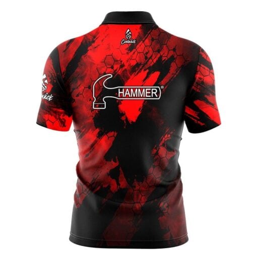 Hammer Black Widow Red Pearl WOMEN’S Quick Ship CoolWick Sash Zip Bowling Jersey - Image 2