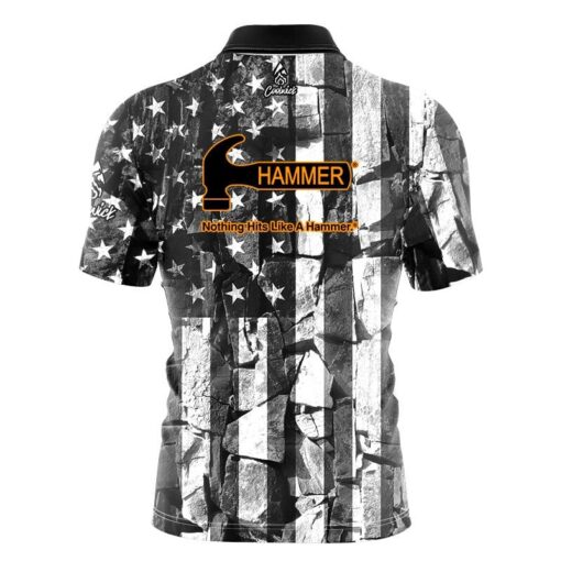 Hammer Rocky Flag Quick Ship CoolWick Sash Zip Bowling Jersey - Image 2