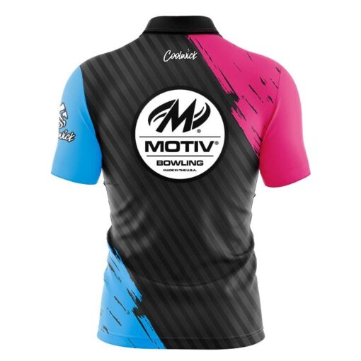 Motiv House Shot Quick Ship CoolWick Sash Zip Bowling Jersey - Image 2