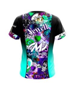 Alternative view of Motiv Kimberly Newell Teal Skulls CoolWick Bowling Jersey