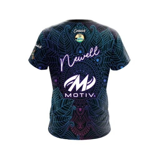 Motiv Kimberly Newell Teal Purple Mandala CoolWick Bowling Jersey - Image 2