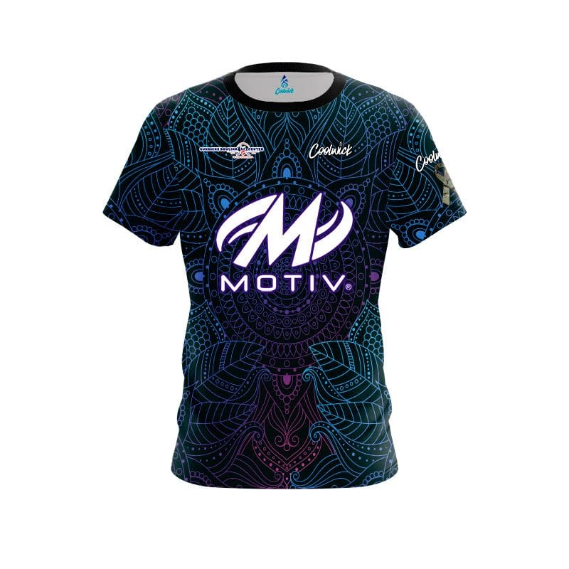Motiv Kimberly Newell Teal Purple Mandala CoolWick Bowling Jersey