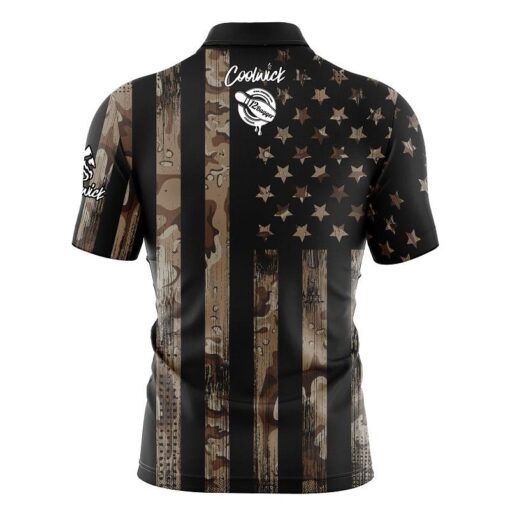 12Bagger Desert Camo Flag Fast Track CoolWick Bowling Jersey - Image 2