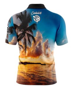 Alternative view of 12Bagger Sunset Palm Trees Fast Track CoolWick Bowling Jersey