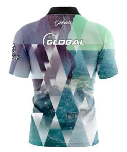 Alternative view of 900 Global Geometric Ocean Fast Track CoolWick Bowling Jersey