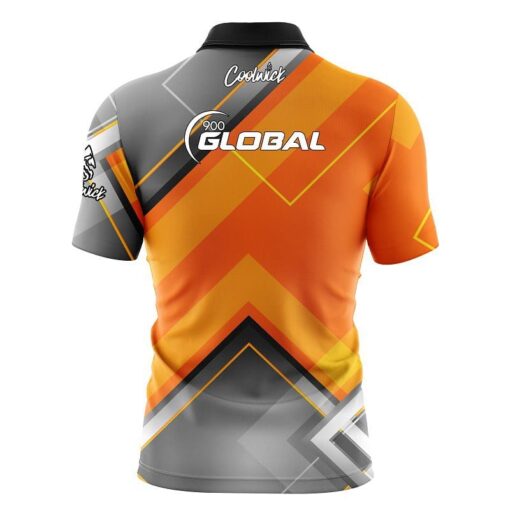 900 Global Orange Veneer Fast Track CoolWick Bowling Jersey - Image 2