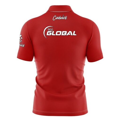 900 Global Plain Red Fast Track CoolWick Bowling Jersey - Image 2