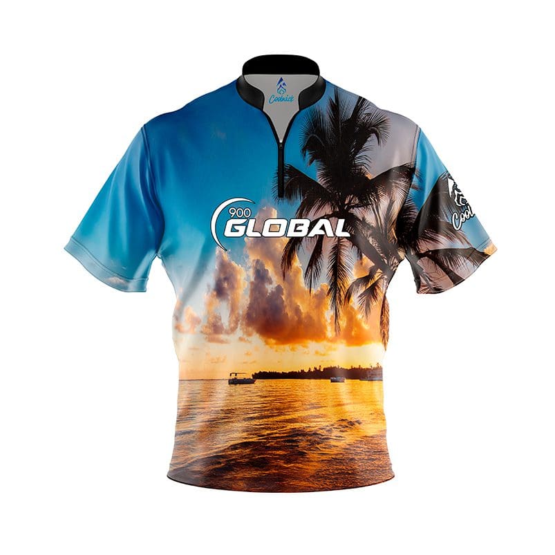 900 Global Sunset Palm Trees Fast Track CoolWick Bowling Jersey