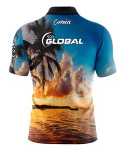 Alternative view of 900 Global Sunset Palm Trees Fast Track CoolWick Bowling Jersey