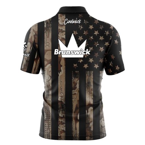 Brunswick Desert Camo Flag Fast Track CoolWick Bowling Jersey - Image 2