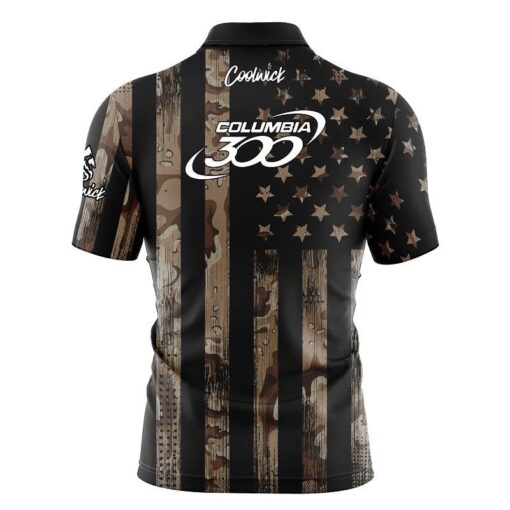 Columbia 300 Desert Camo Flag Fast Track CoolWick Bowling Jersey - Image 2