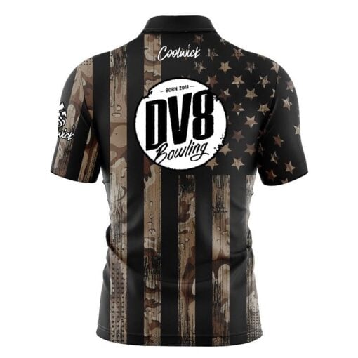 DV8 Desert Camo Flag Fast Track CoolWick Bowling Jersey - Image 2