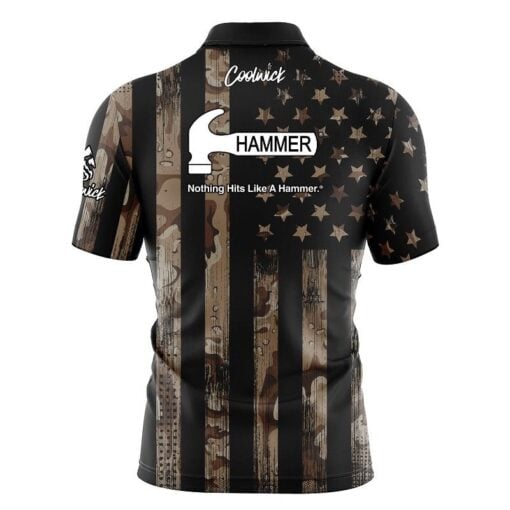 Hammer Desert Camo Flag Fast Track CoolWick Bowling Jersey - Image 2