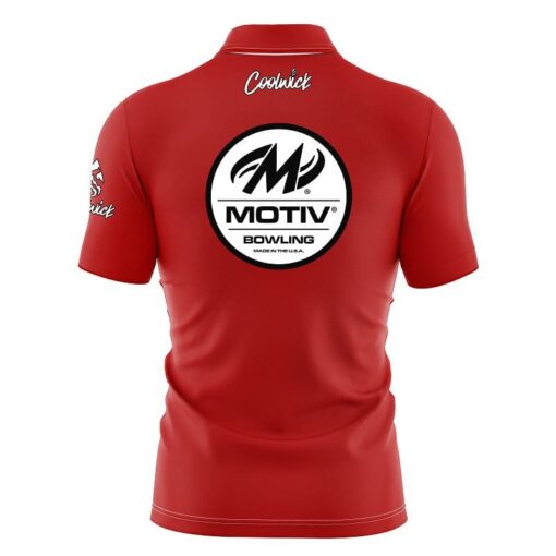 Motiv Plain Red Fast Track CoolWick Bowling Jersey - Image 2