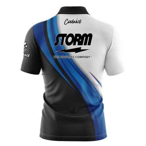 Storm Blue Flutter Fast Track CoolWick Bowling Jersey - Image 2