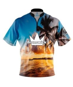 Brunswick Sunset Palm Trees Fast Track CoolWick Bowling Jersey