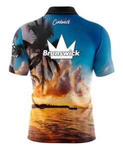 Alternative view of Brunswick Sunset Palm Trees Fast Track CoolWick Bowling Jersey