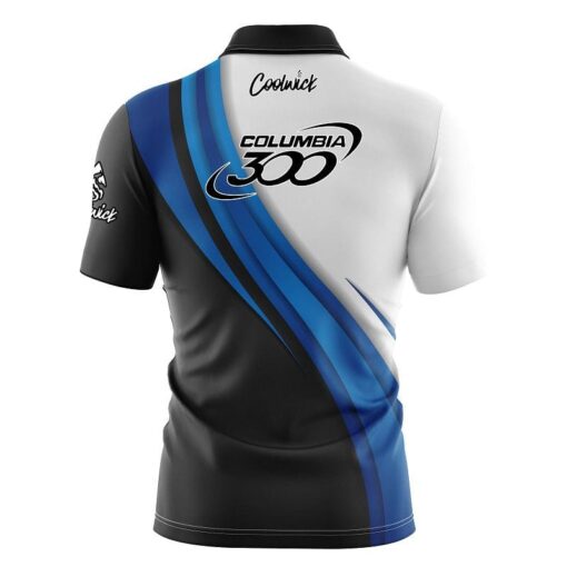 Columbia 300 Blue Flutter Fast Track CoolWick Bowling Jersey - Image 2