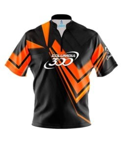 Columbia 300 Steaming Dynamic Orange Fast Track CoolWick Bowling Jersey
