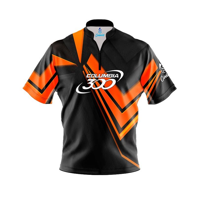 Columbia 300 Steaming Dynamic Orange Fast Track CoolWick Bowling Jersey