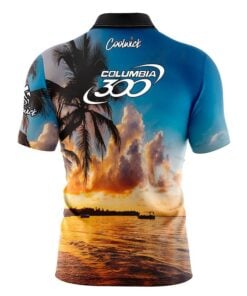 Alternative view of Columbia 300 Sunset Palm Trees Fast Track CoolWick Bowling Jersey