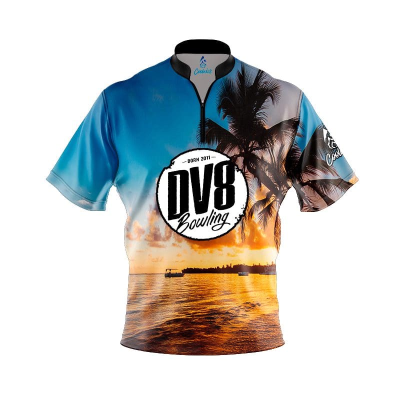 DV8 Sunset Palm Trees Fast Track CoolWick Bowling Jersey