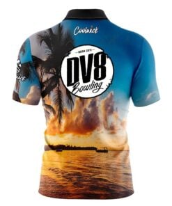 Alternative view of DV8 Sunset Palm Trees Fast Track CoolWick Bowling Jersey