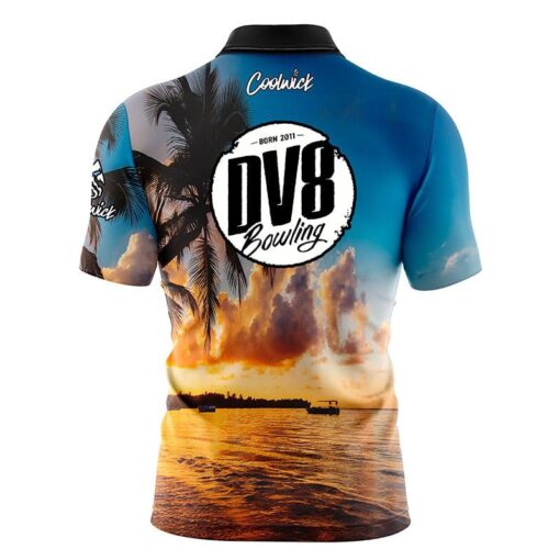 DV8 Sunset Palm Trees Fast Track CoolWick Bowling Jersey - Image 2