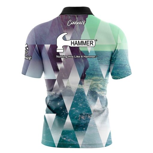 Hammer Geometric Ocean Fast Track CoolWick Bowling Jersey - Image 2