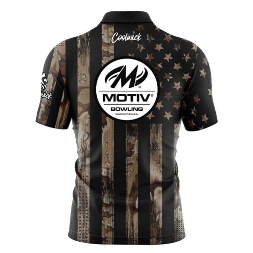 Motiv Desert Camo Flag Fast Track CoolWick Bowling Jersey - Image 2
