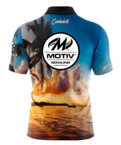 Alternative view of Motiv Sunset Palm Trees Fast Track CoolWick Bowling Jersey