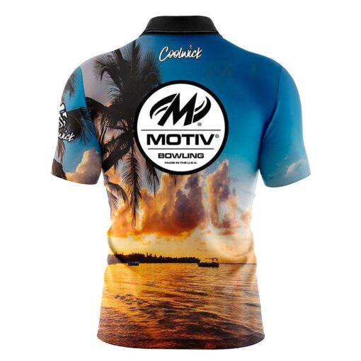 Motiv Sunset Palm Trees Fast Track CoolWick Bowling Jersey - Image 2