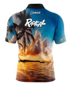 Alternative view of Radical Sunset Palm Trees Fast Track CoolWick Bowling Jersey