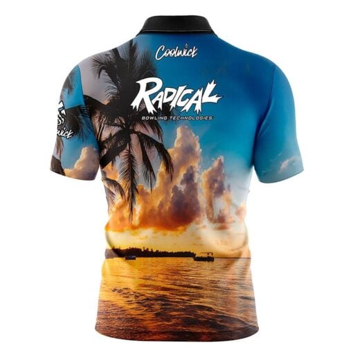 Radical Sunset Palm Trees Fast Track CoolWick Bowling Jersey - Image 2