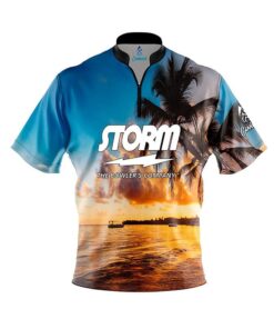 Storm Sunset Palm Trees Fast Track CoolWick Bowling Jersey