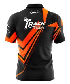 Alternative view of Track Steaming Dynamic Orange Fast Track CoolWick Bowling Jersey