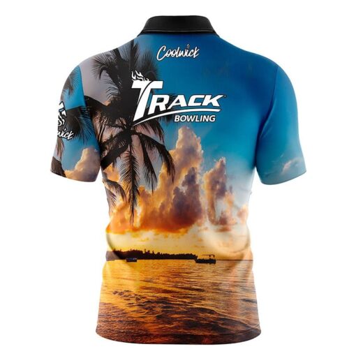 Track Sunset Palm Trees Fast Track CoolWick Bowling Jersey - Image 2